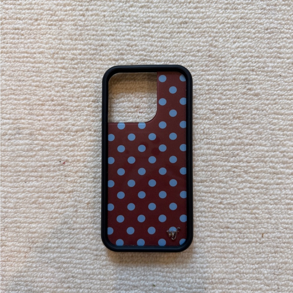 Wildflowers Polka Dot Phone Case - Brown with Light Blue Dots Iphone 16 pro